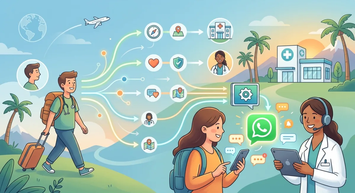Sağlık turizmi lead dağıtımı ve otomatik whatsapp karşılama akış şeması